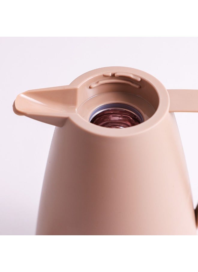DANUBE HOME Alpine Aqua Vacuum Flask Pink Glass 1000Ml Plastic Body Pink Glass Liner Flask Water Bottle No Leak Tumbler For Home Kitchen Dining Travel Office School - Beige  - Image 4