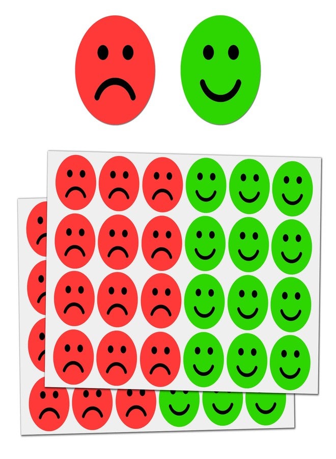 TownStix 600 Pack - Happy/Sad Smile Face Behavior Emotion Stickers - Red/Green, 1" - Image 1