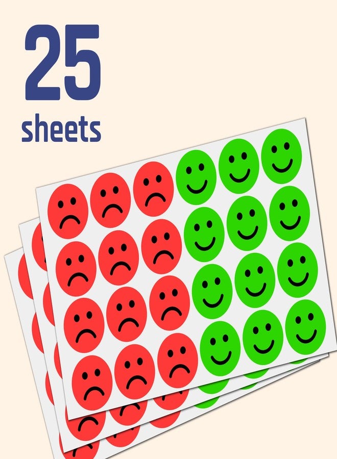 TownStix 600 Pack - Happy/Sad Smile Face Behavior Emotion Stickers - Red/Green, 1" - Image 2