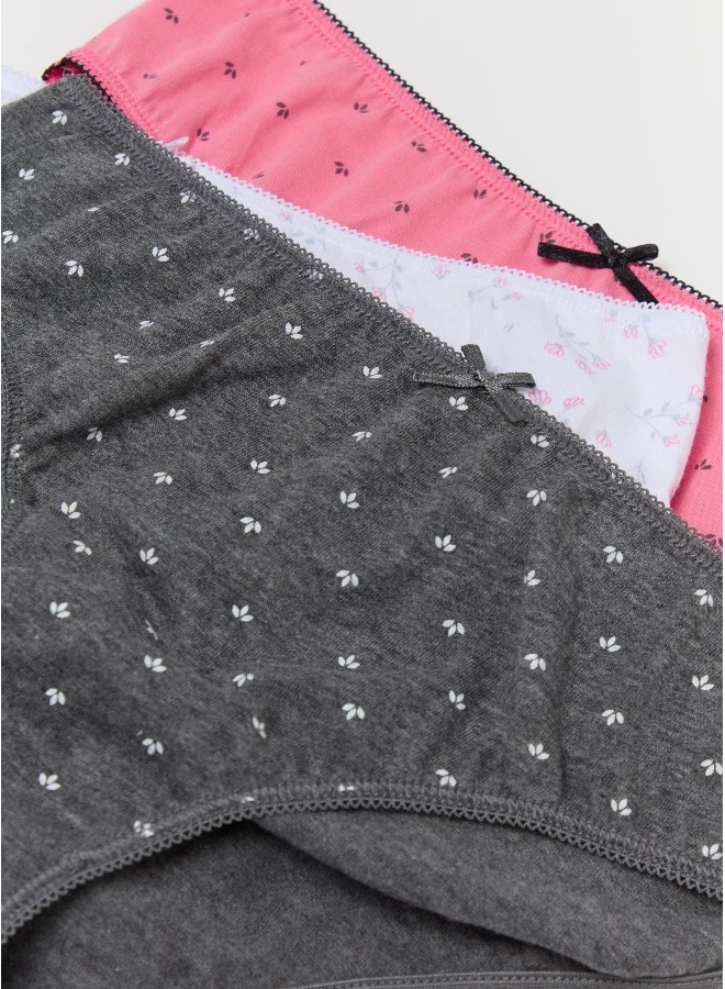 او في اس Five-pack organic cotton briefs with bow
