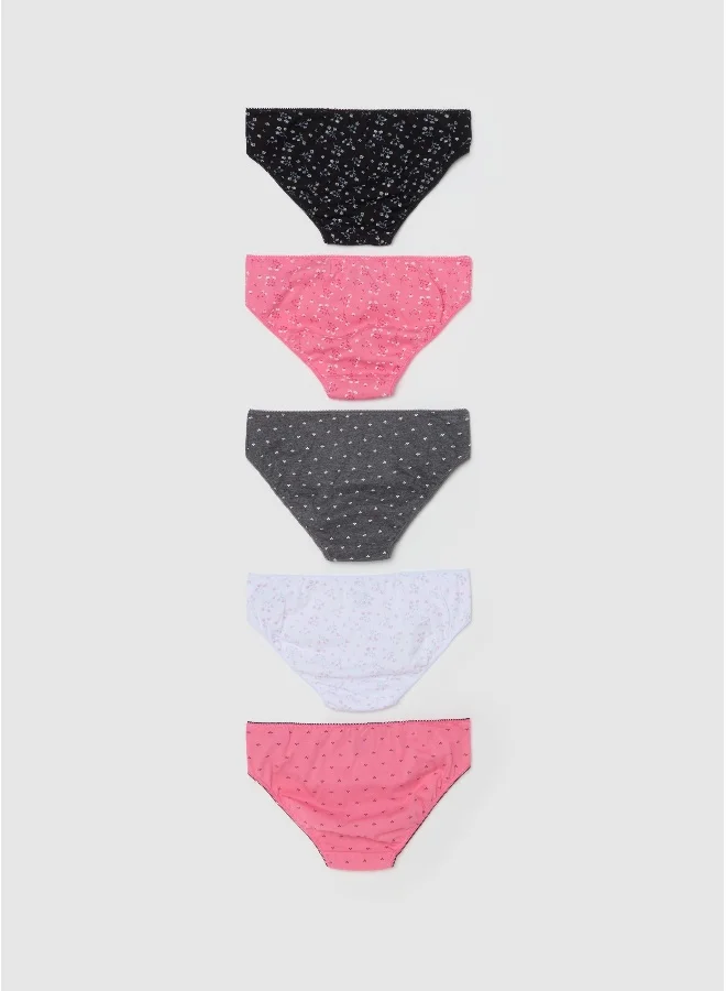 او في اس Five-pack organic cotton briefs with bow