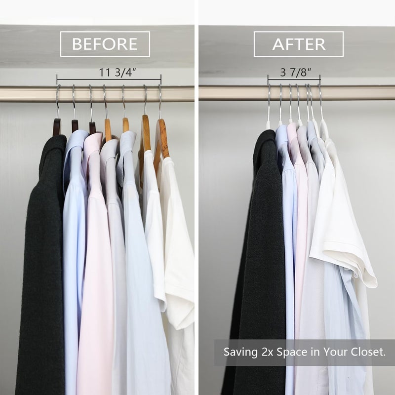 MIZGI Premium Velvet Hangers (60 Pack) Heavy-Duty - Non-Slip Felt Suit Hangers White - Chrome Hooks, Space Saving Clothes - Image 5