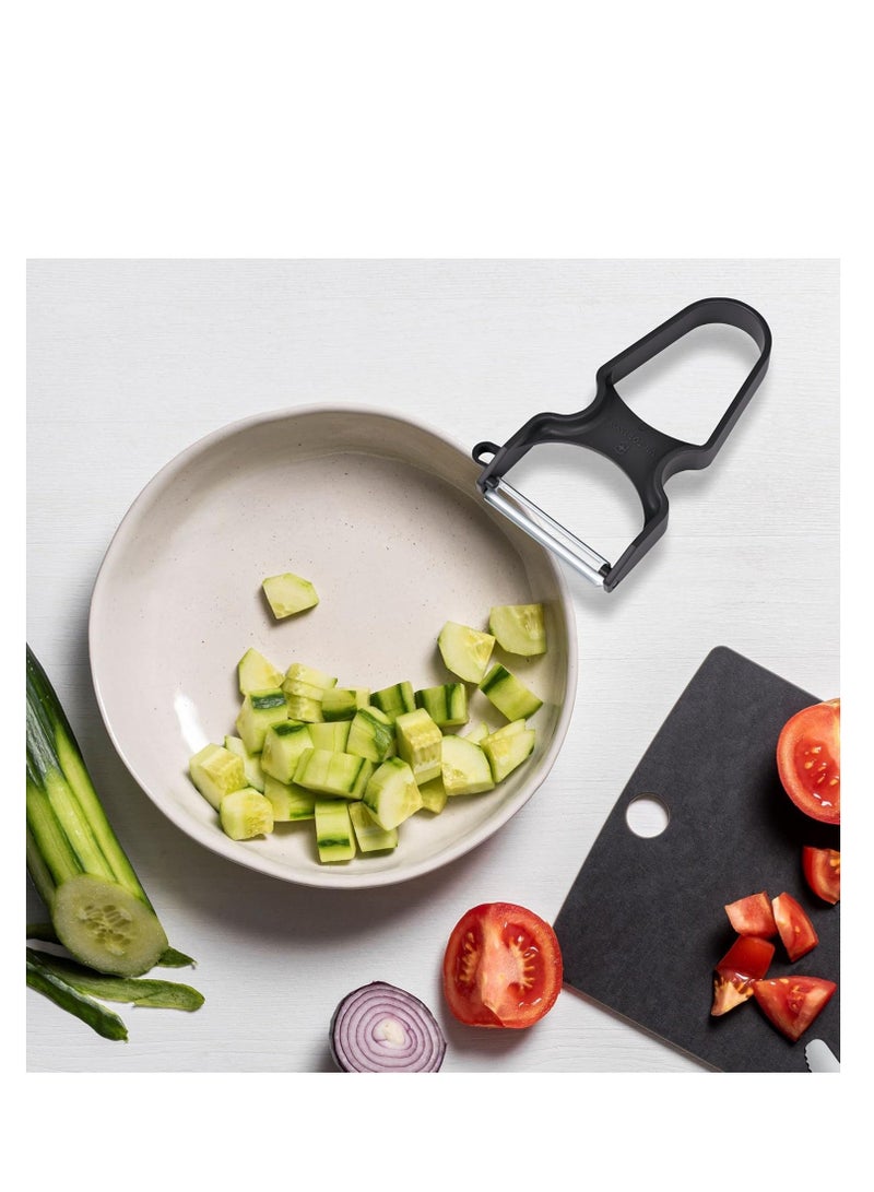 فيكترونوكس مقشرة فيكتورينكس السريعة للخضار، شفرة حادة، بمقبض بلاستيك خفيف – أسود - Image 2