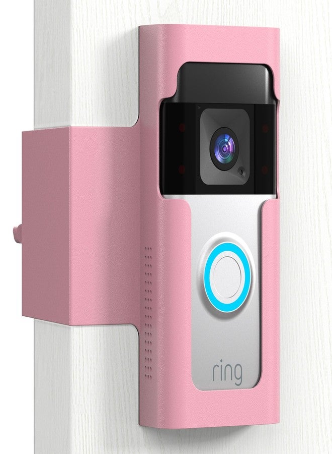 Homalor Ring Doorbell Mount Door Holder - Pink All Metal Anti Theft Ring Doorbell Mount No Drill - Blink Ring Camera Holder for Apartment Door - Image 1