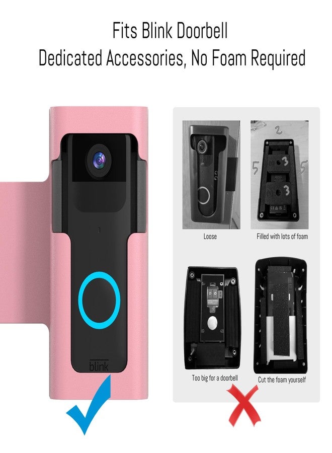 Homalor Ring Doorbell Mount Door Holder - Pink All Metal Anti Theft Ring Doorbell Mount No Drill - Blink Ring Camera Holder for Apartment Door - Image 4