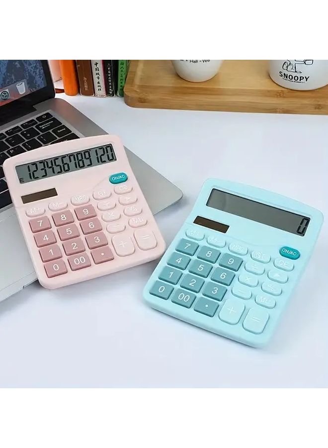 Pink 12 Digit Desktop Calculator Solar Battery Dual Power Office Accounting - Image 3