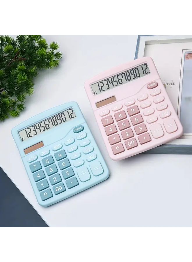 Pink 12 Digit Desktop Calculator Solar Battery Dual Power Office Accounting - Image 5