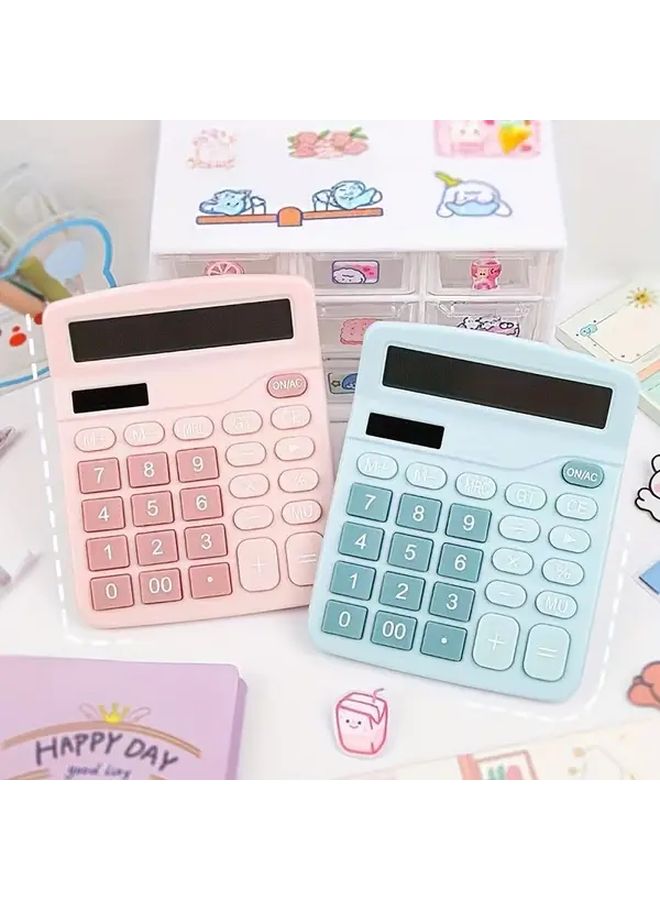 Pink 12 Digit Desktop Calculator Solar Battery Dual Power Office Accounting - Image 4