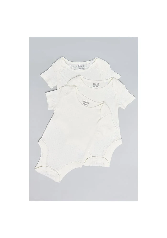 أر أند بي 3 Pack Solid Bodysuits with Short Sleeves