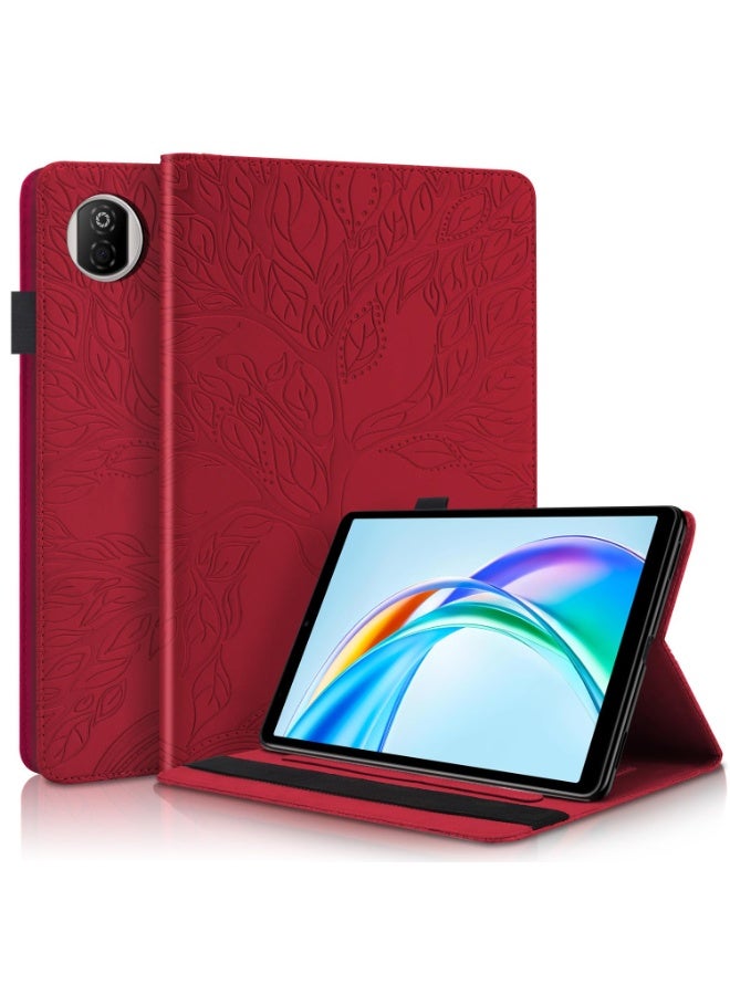 عام غطاء لوحي متوافق مع هونور باد X7 8.7 بوصة 2025: غطاء محفظة من جلد PU مع نقش شجرة الحياة، واقٍ من الصدمات مع حامل وفتحة بطاقة. - Image 1