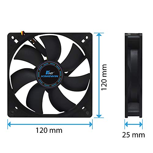 Kingwin 120mm Silent Fan for PC Cases, CPU Coolers, Mining Rigs – Quiet Computer Cooling Fan with Long Life Sleeve Bearing, High Airflow Ventilation – Black CF-012LB - Image 5