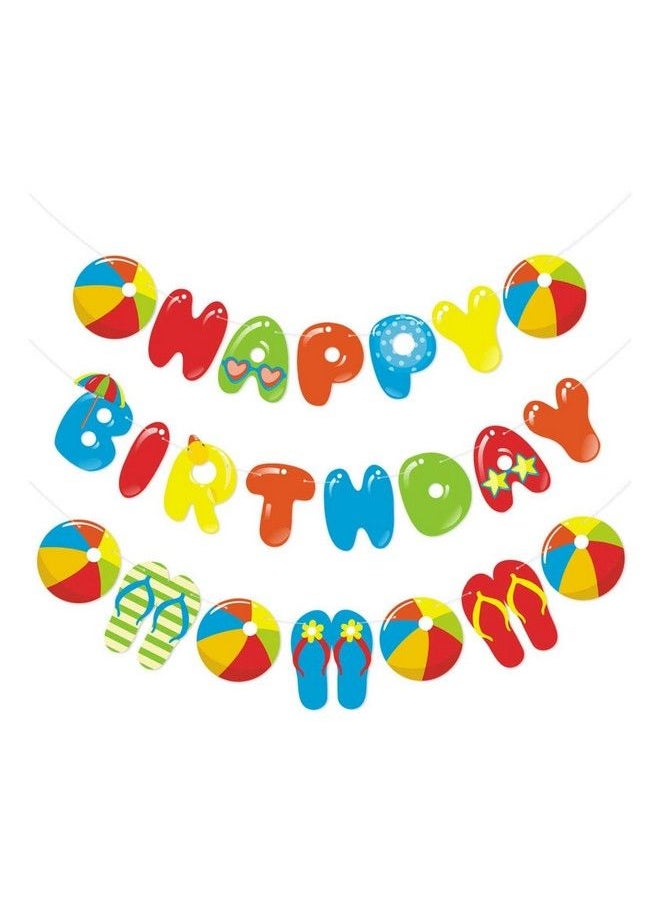 Bessmoso - Beach Ball Happy Birthday Banner Pool Party Garland Decoration Summer Party Supplies - Image 1