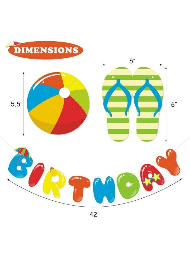 Bessmoso - Beach Ball Happy Birthday Banner Pool Party Garland Decoration Summer Party Supplies - Image 1