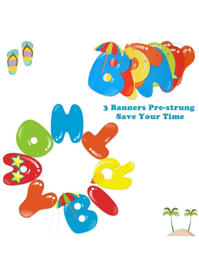 Bessmoso - Beach Ball Happy Birthday Banner Pool Party Garland Decoration Summer Party Supplies - Image 1