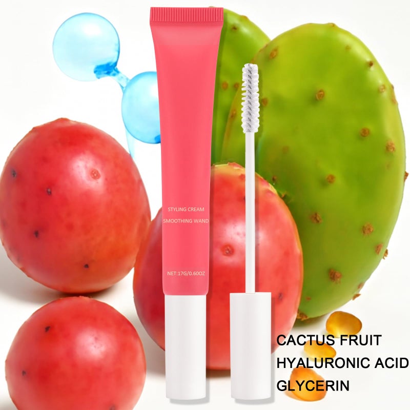 Jutqut Hair Cactus Fruit 3-in-1 Hair Styling Cream & Flyaway Taming Wand, Finishing Stick for Frizz Control, Style Edges, Add Shine, Lightweight & Non-Greasy, Natural Formula Styling Stick - Image 3