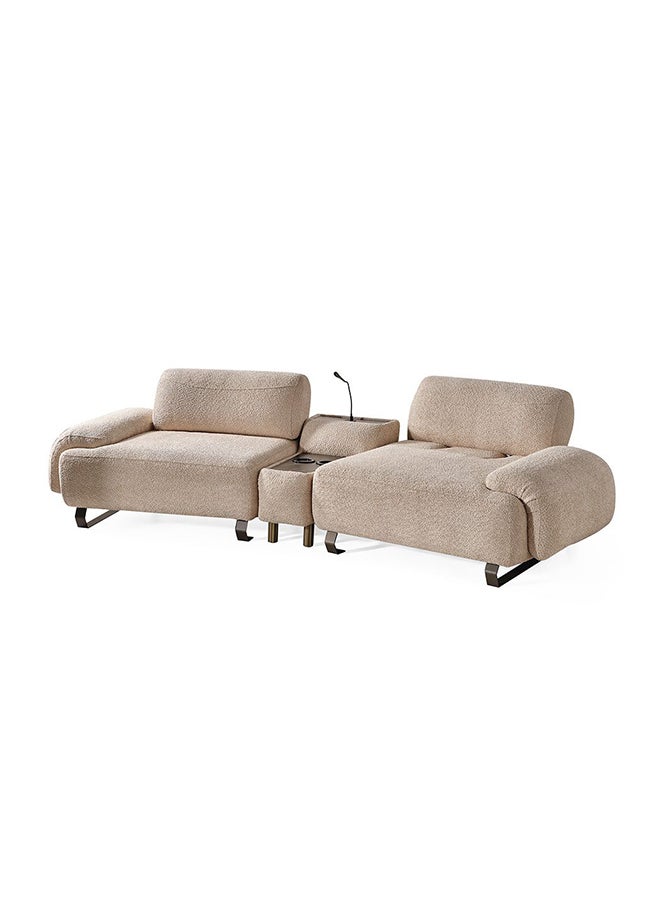 DANUBE HOME - Truva 4 Seater Fabric Sofa Modern Design Four Seater Sofas Comfortable Living Room Furniture With Armrest- Cream - Image 1