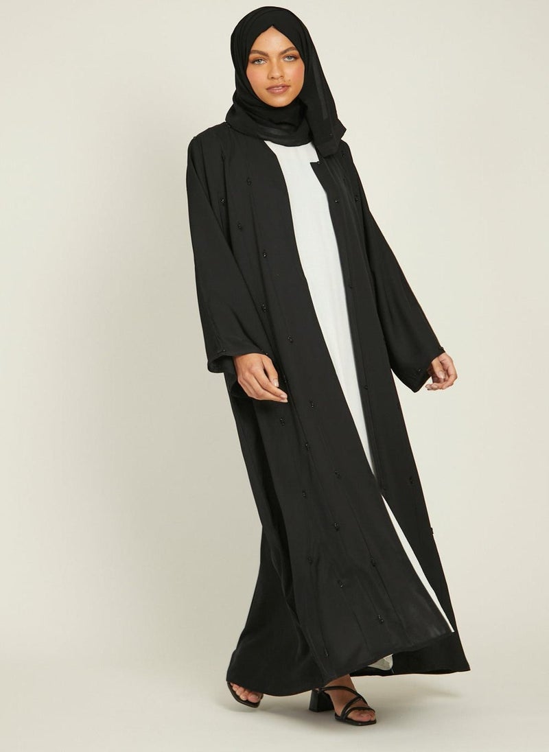 NUKHBAA Elegant black abaya-AB48 - Image 1