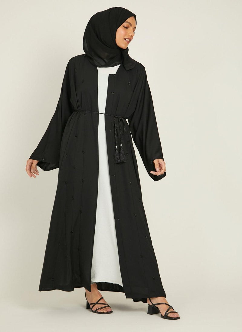 NUKHBAA Elegant black abaya-AB48 - Image 2