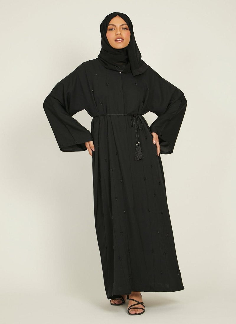 NUKHBAA Elegant black abaya-AB48 - Image 3