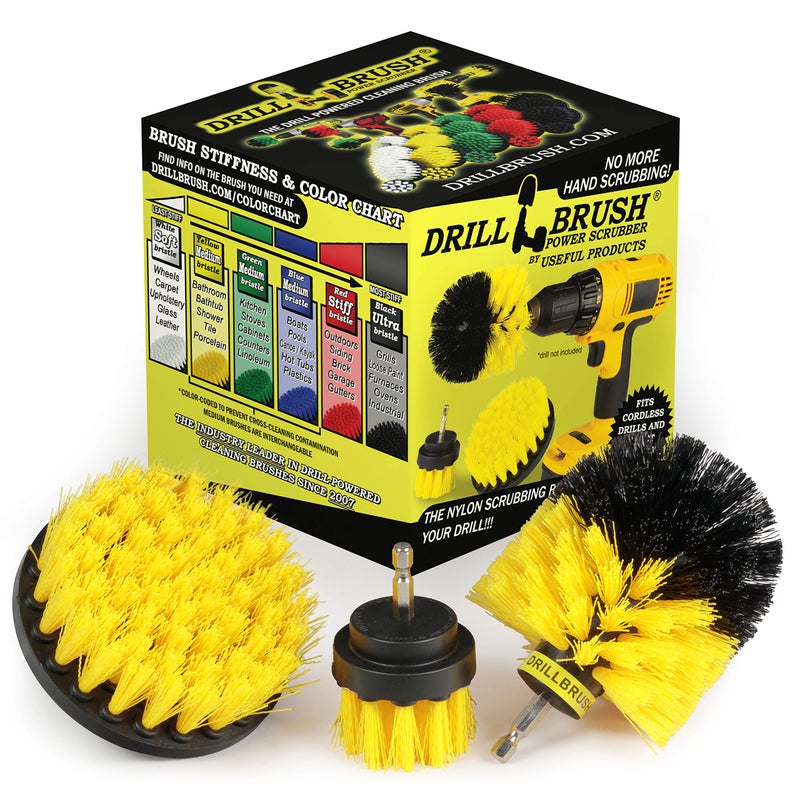 Drillbrush Drill Brush Attachment - Bathroom Surfaces Tub, Shower, Tile and Grout All Purpose Power Scrubber Cleaning Kit –Grout Drill Brush Set – Drill Brushes by Drill Brush Power Scrubber by Useful Products - Image 1