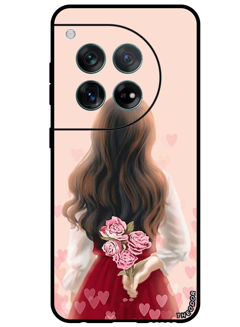 Theodor Protective Case Anti Scratch Shock Proof Bumper Cover For OnePlus 12 Girl Hiding Flowers - Image 1
