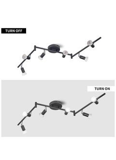 Ganeed Modern Black 6-Lights Spotlight, LED Ceiling Track Light Kit with Adjustable Light Head, Flush Mount Ceiling Spot Lighting Fixtures for Dining Room, Kitchen, Bedroom (6 x GU10 Bulbs Included)  - Image 5