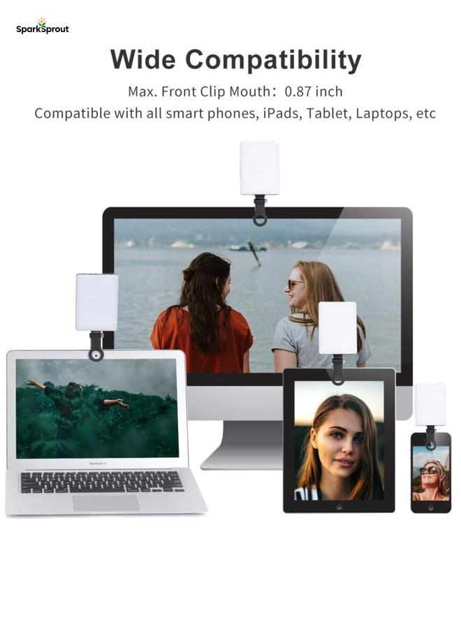 SparkSprout Selfie Light, 60 LED, Long-lasting Rechargeable Battery, Front & Back Removable Clip, Portable Video Light with 3 Light Modes, for Laptop, Webcam, Phone, iPhone, Photo, Makeup, TikTok, Selfie, Vlogging, Live Stream, Zoom Meetings, Video Call - Black. - Image 4