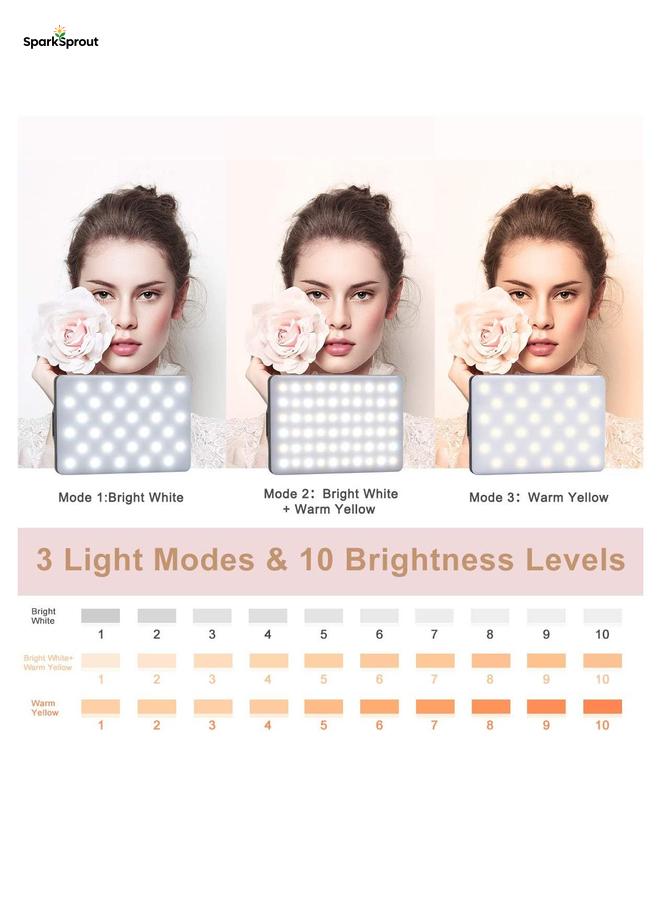SparkSprout Selfie Light, 60 LED, Long-lasting Rechargeable Battery, Front & Back Removable Clip, Portable Video Light with 3 Light Modes, for Laptop, Webcam, Phone, iPhone, Photo, Makeup, TikTok, Selfie, Vlogging, Live Stream, Zoom Meetings, Video Call - Black. - Image 2