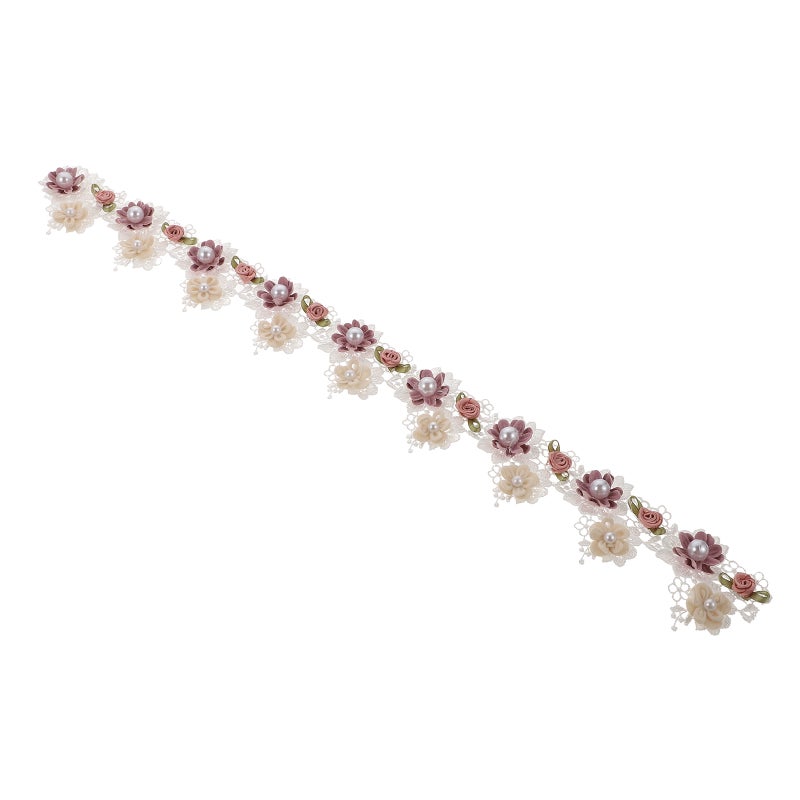 DIY Handmade Flower Embroidery Ribbon Ethnic Cloth Fabric Lace Accessories - Image 1