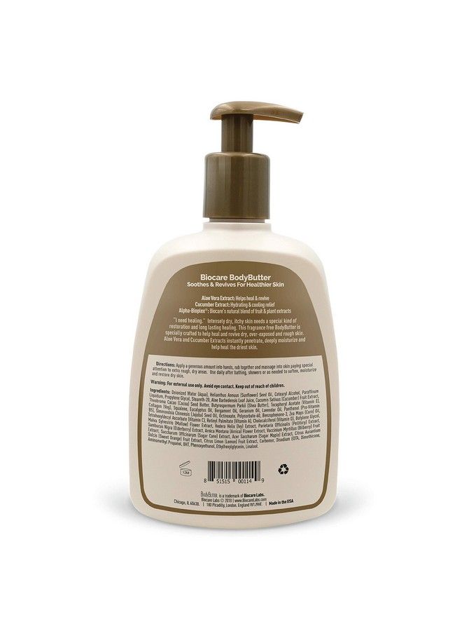 Biocare Labs Moisturizing Body Butter Hydrating Body Cream W/Aloe Vera And Cucumber Extractsx (Fragrance Free) Instantly Penetrates And Deeply Renews Skin Lotion Designed For Dry Skin - Image 3