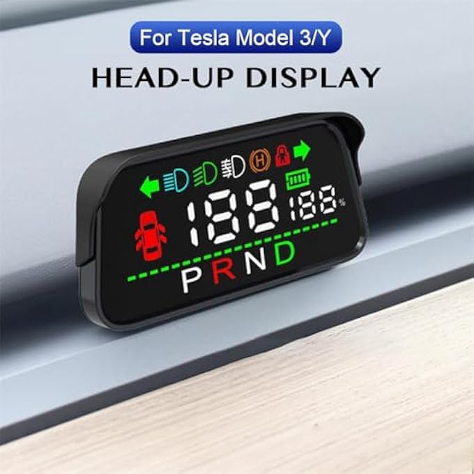 Azonee Heads Up Display With Light Door Gear Indicator Speedometer Digital Alarm Set Speed Display Steering Display Gear Display Braking Monitor Hud For Tesla Model 3 Y 20162023 - Image 4