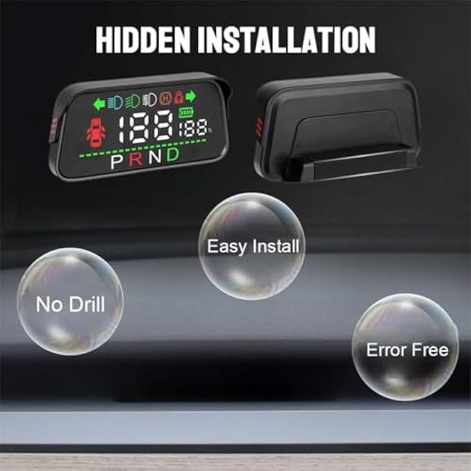 Azonee Heads Up Display With Light Door Gear Indicator Speedometer Digital Alarm Set Speed Display Steering Display Gear Display Braking Monitor Hud For Tesla Model 3 Y 20162023 - Image 3