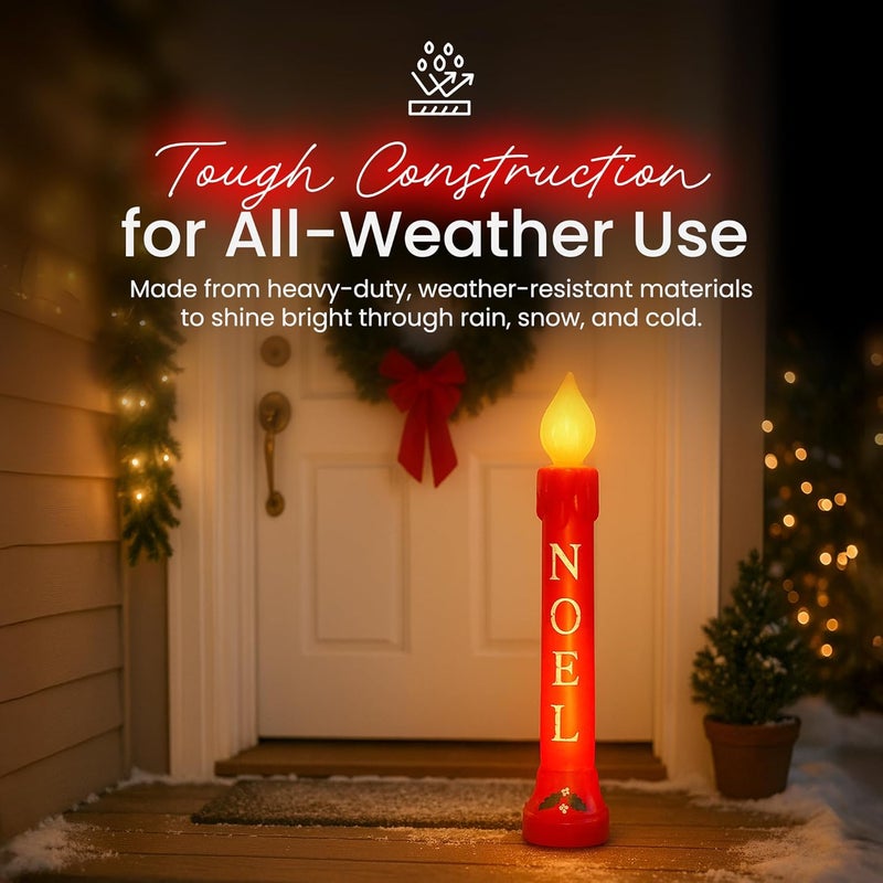 Union Products Blow Molded 39 Inches Plastic Realistic Lighted Noel Illuminated Candle with Electric Cord and Light Included, Red - Image 4