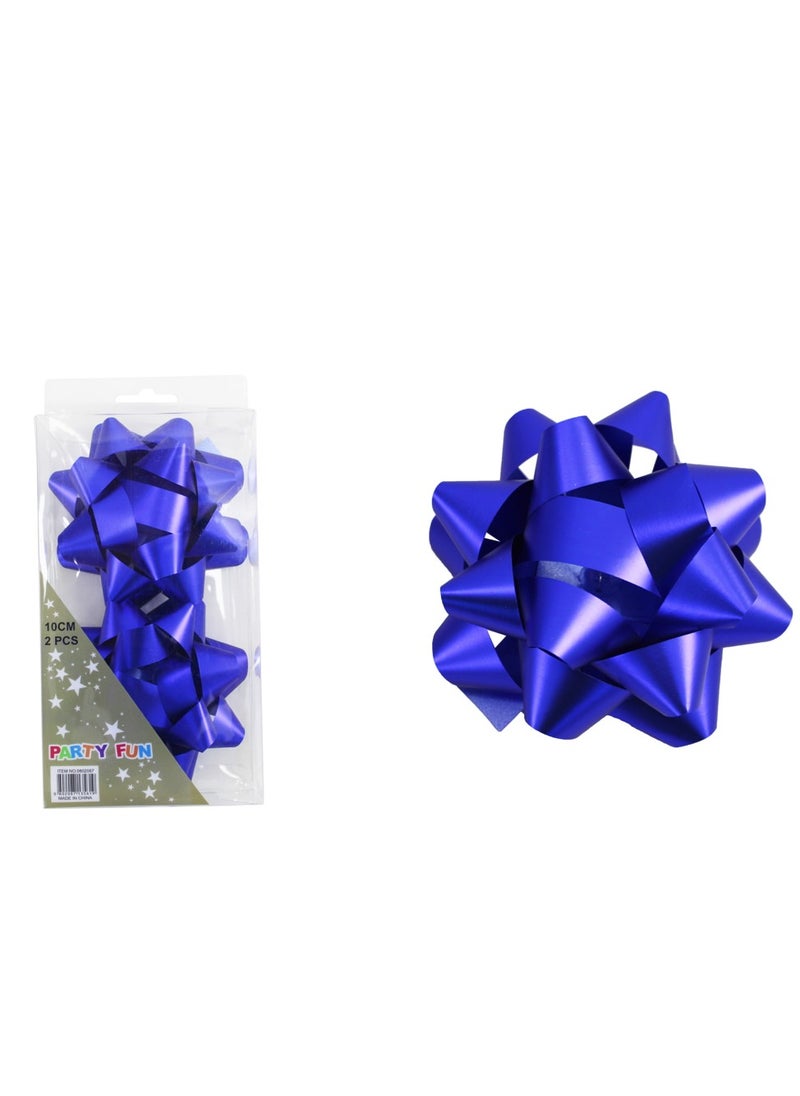 PARTY FUN Metallic Flower Bows Multicolor 4 inch Pack of 2 Elegant Gift Embellishments  - Image 2