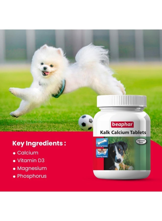 Beaphar Kalk Calcium 60 Tablets with Multivitamin Pet Supplement for Dog Strong Bones and Fast Growth (Pack of 2) - Image 2