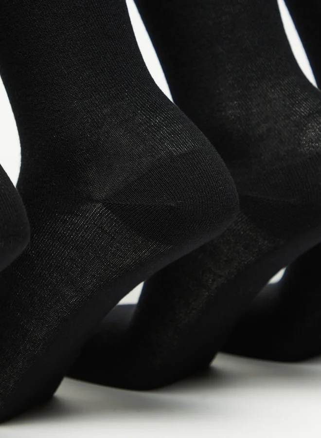 دوتشيني Men's Solid Crew Length Socks - Set of 5