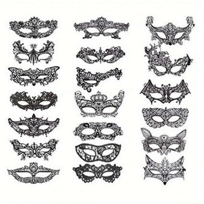 قناع عين دانتيل للنساء، طقم من 4 قطع بتصميم عشوائي،4-Piece Random Style Lace Women's Eye Mask, Role Play Accessory for Masquerade, Halloween, and Christmas Party Decor إكسسوار لعب الأدوار لحفلات التنكر والهالوين وحفلات الكريسماس - Image 4