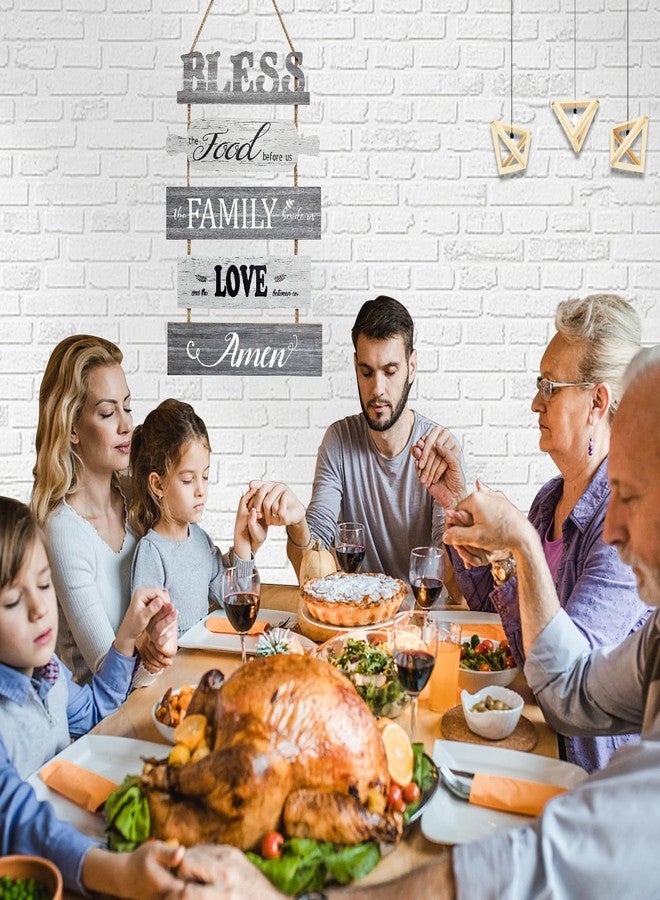 Jacriah Bless the Food Before Us for Kitchen Signs Wall Decor, Gray Rustic Dining Room Decorations, Decorative Country Vertical Wood Signs Plaques, Inspirational Wall Art for Living Room Bedroom - Image 3