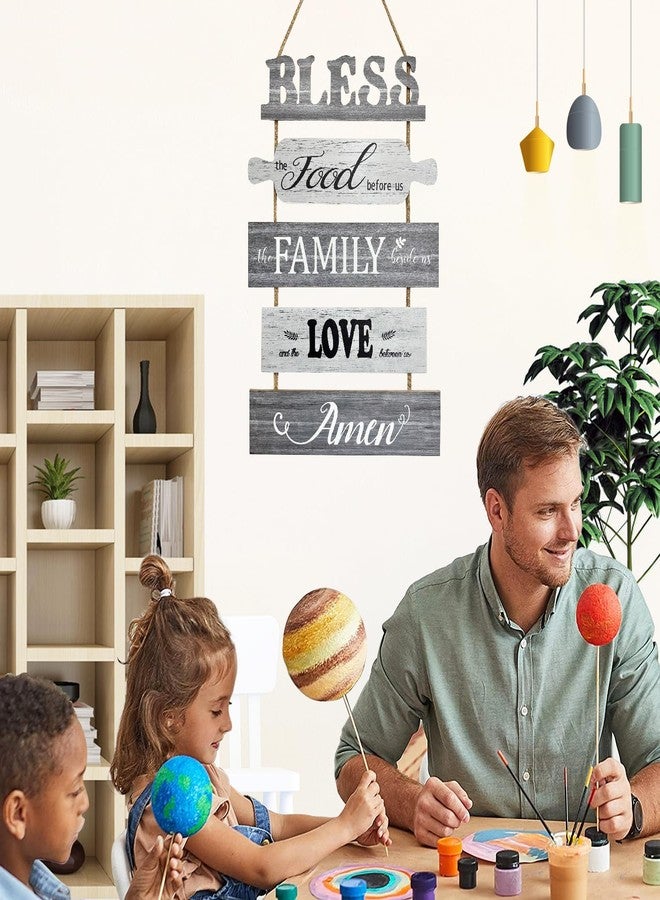 Jacriah Bless the Food Before Us for Kitchen Signs Wall Decor, Gray Rustic Dining Room Decorations, Decorative Country Vertical Wood Signs Plaques, Inspirational Wall Art for Living Room Bedroom - Image 5