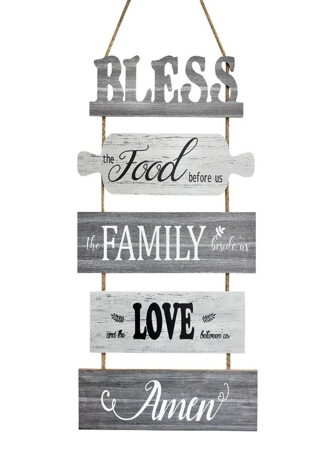 Jacriah Bless the Food Before Us for Kitchen Signs Wall Decor, Gray Rustic Dining Room Decorations, Decorative Country Vertical Wood Signs Plaques, Inspirational Wall Art for Living Room Bedroom - Image 1