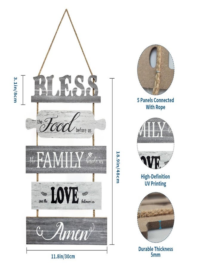 Jacriah Bless the Food Before Us for Kitchen Signs Wall Decor, Gray Rustic Dining Room Decorations, Decorative Country Vertical Wood Signs Plaques, Inspirational Wall Art for Living Room Bedroom - Image 2