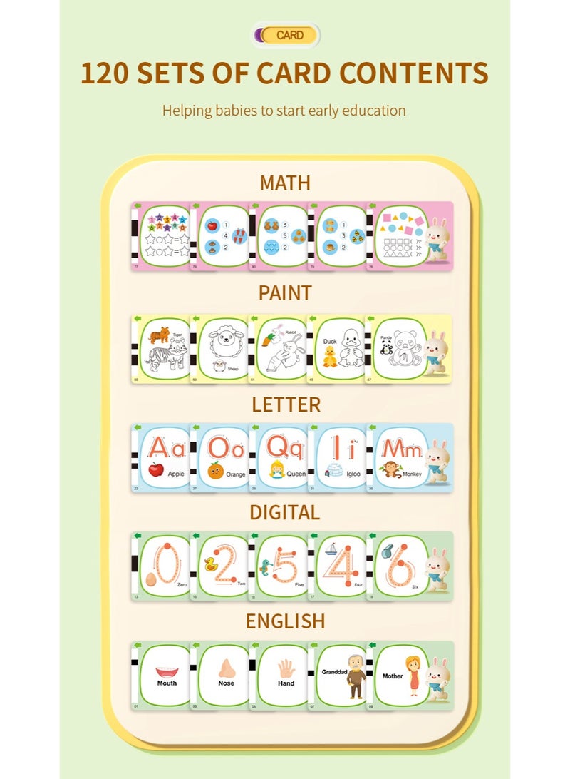 Interactive cards for toddlers, drawing board toys, speech therapy toys, contains 120 cards, 240 vocabulary words in total, interactive flash cards with LCD screen, pure English pronunciation listening learning toys, adds writing and drawing functions on the basis of card reader, suitable for birthday gifts for children aged 3 to 7 years old. - Image 3