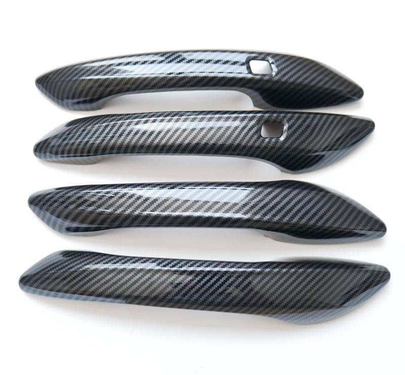 CYAuto Chrome Carbon Fiber Gloss Black Exterior Door Handle Cover Trims for Hyundai Sonata 2024 2025 (Carbon Fiber Style) - Image 1