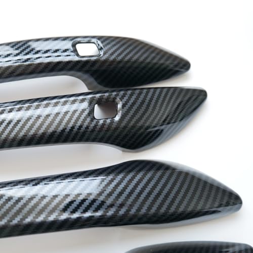 CYAuto Chrome Carbon Fiber Gloss Black Exterior Door Handle Cover Trims for Hyundai Sonata 2024 2025 (Carbon Fiber Style) - Image 2