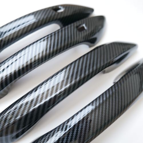 CYAuto Chrome Carbon Fiber Gloss Black Exterior Door Handle Cover Trims for Hyundai Sonata 2024 2025 (Carbon Fiber Style) - Image 3