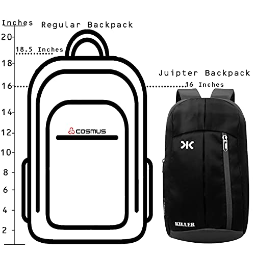 KILLER Jupiter Black Small Outdoor Mini Standard Backpack 12L Daypack - Image 4