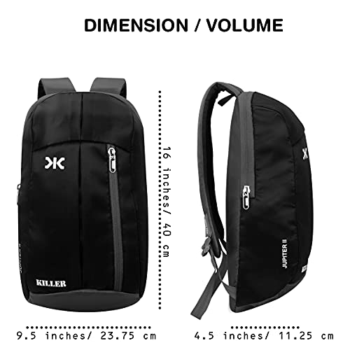 KILLER Jupiter Black Small Outdoor Mini Standard Backpack 12L Daypack - Image 5