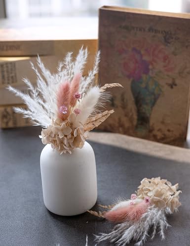 xin's convey Miniature Dried Flower Bouquet (Pack of 6), Small Dried Pampas Grass, Small Dried Flowers for Crafts, Birthday Cake Bridesmaid Gift Box, Card Envelope Decoration. (Dusty Pink) - Image 5