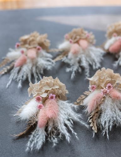 xin's convey Miniature Dried Flower Bouquet (Pack of 6), Small Dried Pampas Grass, Small Dried Flowers for Crafts, Birthday Cake Bridesmaid Gift Box, Card Envelope Decoration. (Dusty Pink) - Image 4
