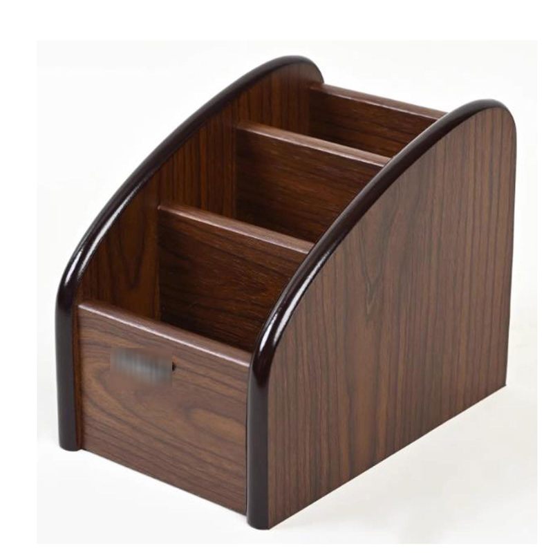 Wooden Remote Control Holder 4 x 6.1 x 4.9 Inches Brown - Keeps Remotes Within Easy Reach Remote Control Organizer Box for Coffee Table Nightstand - Image 1